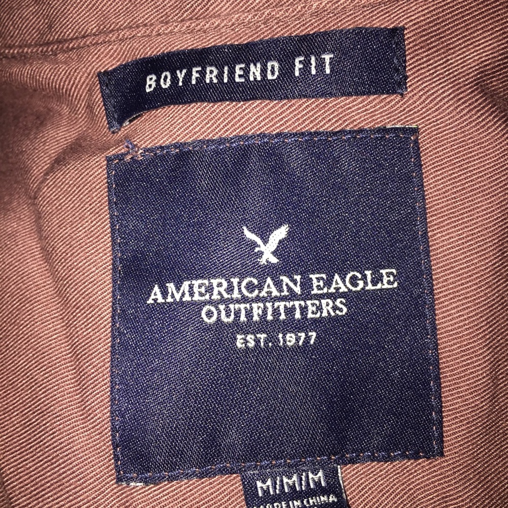 American Eagle Mauve Boyfriend Fit Flannel